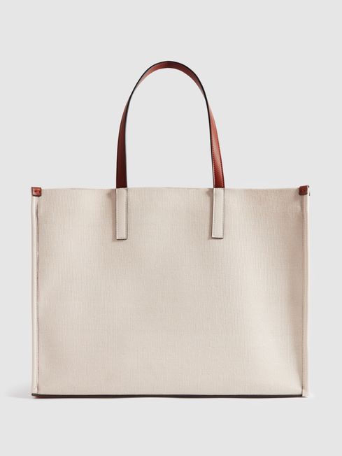 Woven Logo Tote Bag in Natural