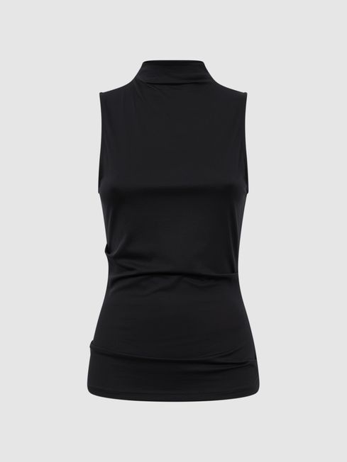Reiss Bianca Fitted Ruched High-Neck Top - REISS