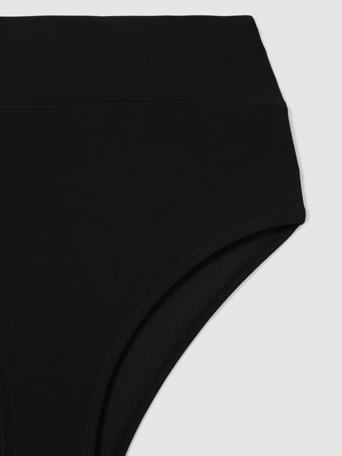 Reiss Black Cristina High Rise Bikini Bottoms