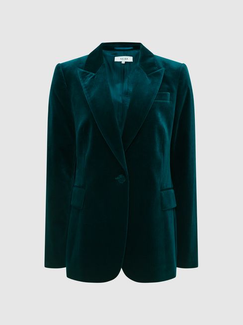 Velvet Blazer in Dark Teal