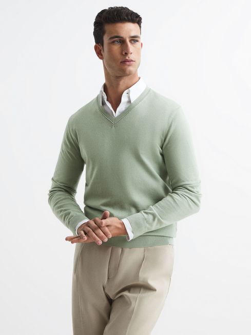 Merino wool v neck jumper clearance