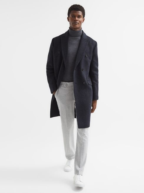 Reiss Reflection Double Breasted Long Wool Overcoat | REISS USA