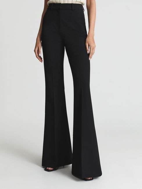 Reiss Black Effie Petite Extreme Flare Trousers