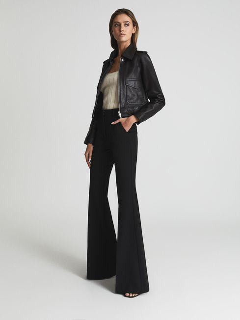 Petite Extreme Flare Trousers in Black