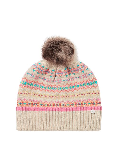 Joules cream bobble hat online