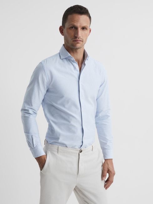 Reiss White/Blue Blackheath Striped Oxford Shirt