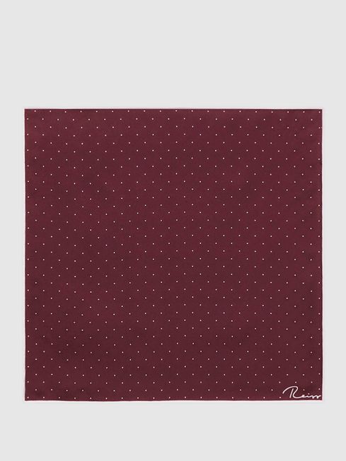 Reiss Burgundy Liam Polka Dot Silk Pocket Square
