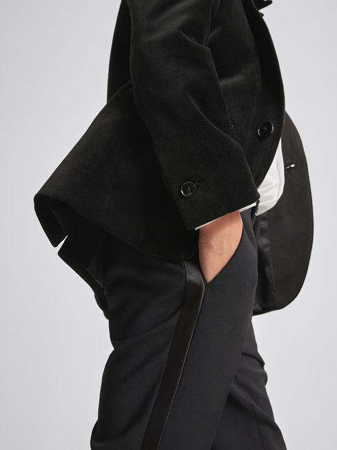 Reiss Black Ace Single Breasted Velvet Blazer