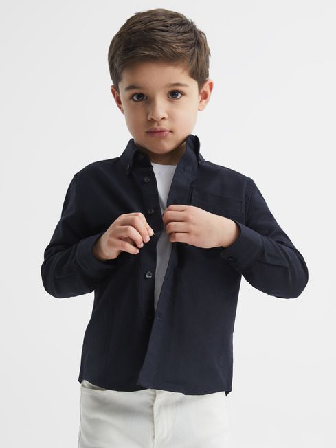 Reiss Navy Greenwich Junior Slim Fit Button-Down Oxford Shirt