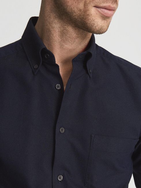 Reiss Navy Soft Wash Button Down Oxford Shirt