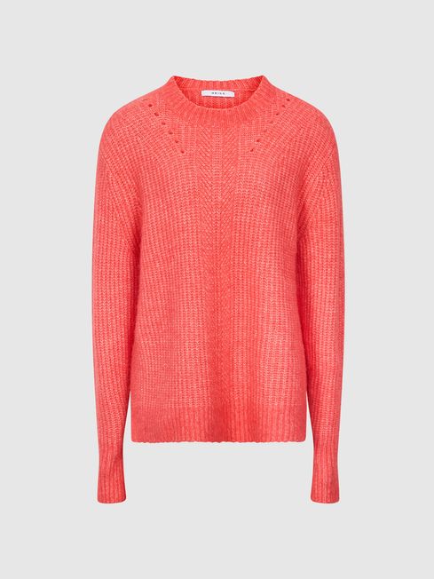 Waffle Knit Jumper in Coral