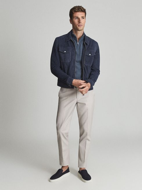 Merino wool zip top neck jumper