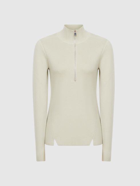Reiss Sage Leah Rib Knitted Zip Up Jumper