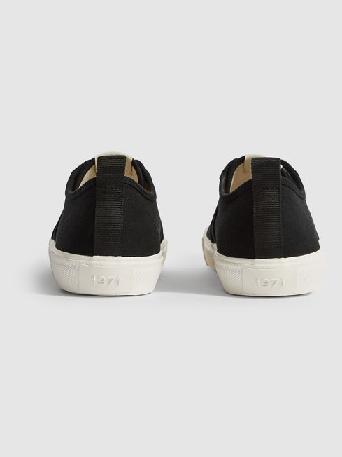 Reiss Black Ryder Low Top Canvas Trainers