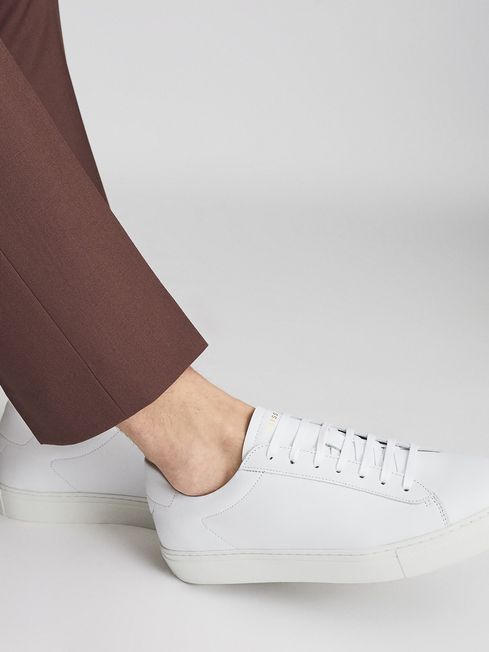 Reiss White Finley Leather Trainers