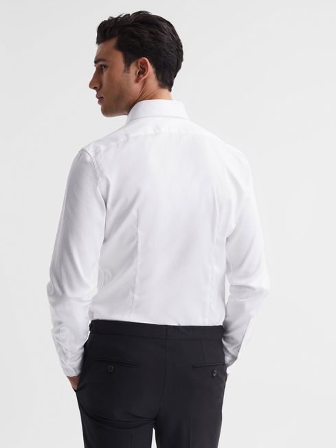 Slim Fit Cotton Blend Shirt in White