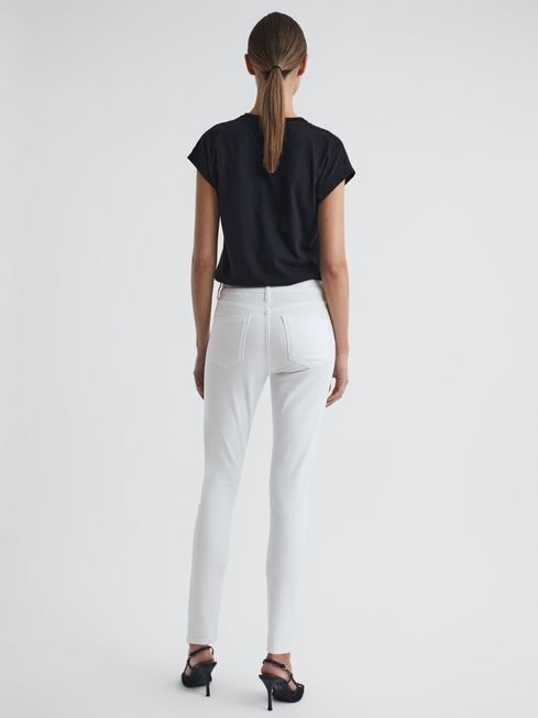 Reiss White Lux Mid Rise Skinny Jeans
