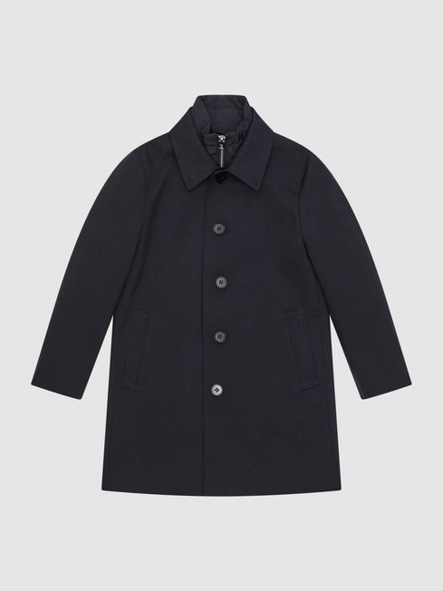 Reiss Navy Perrin Senior Mac With Funnel Neck Insert