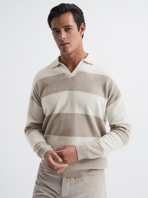 Reiss - port striped wool rugby shirt