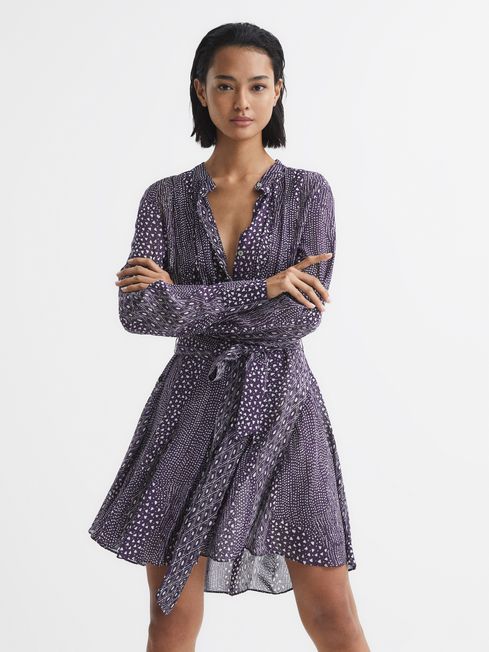 Reiss Purple Luella Printed Mini Dress