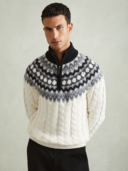 Reiss Colorado Zipped Fair Isle Jumper