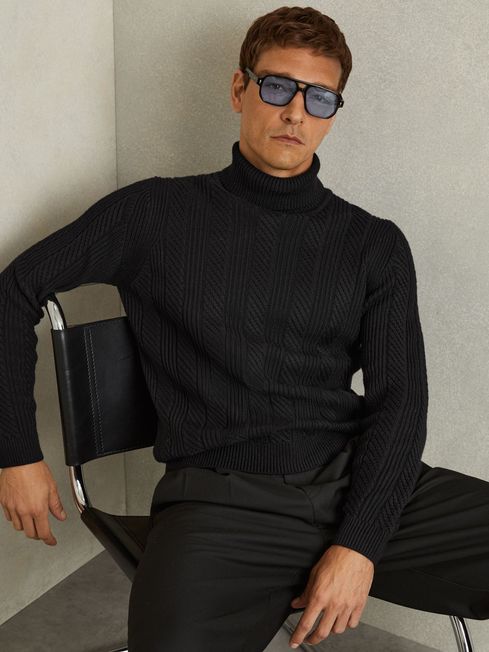 Girls black polo neck jumper store