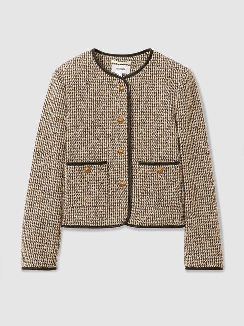 Reiss Luna Cropped Wool Blend Tweed Jacket REISS Rest of World