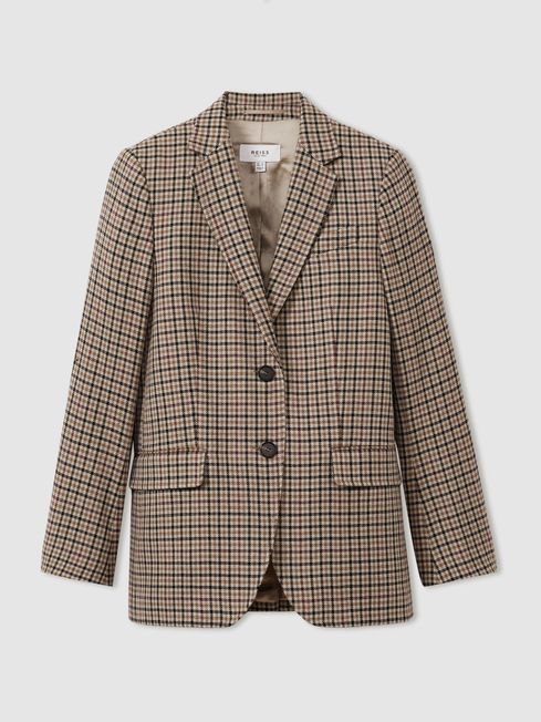 Wool check blazer shop
