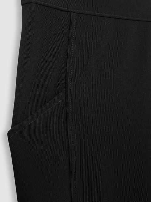 Panelled Jersey Skinny-Fit Trousers in Black