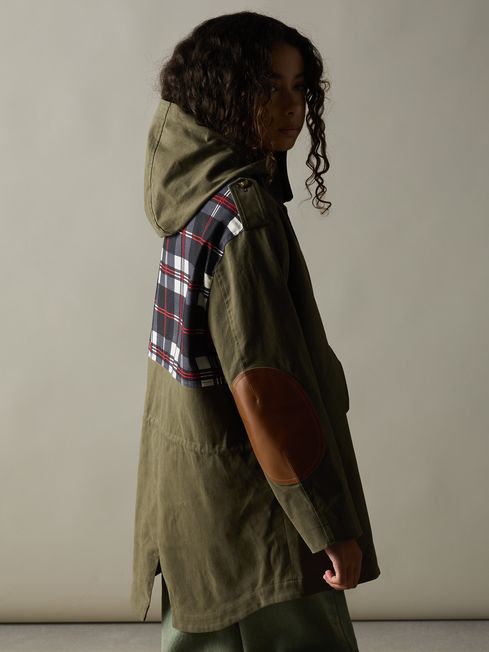 Reiss Khaki Karmie 9-13 yrs Cotton-Blend Gabardine Utility Coat