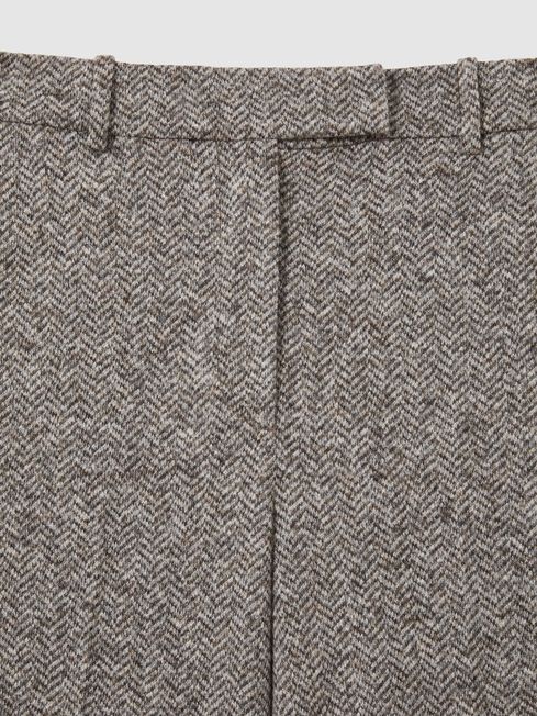 Textured Wool Blend Wide Leg Suit Trousers in Grey