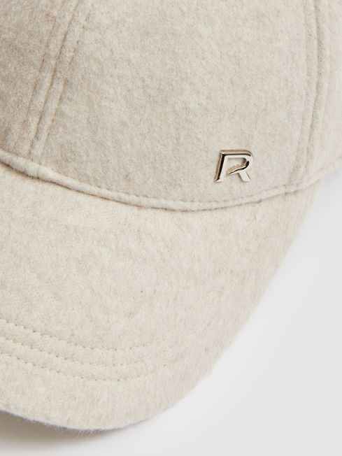 Reiss Oatmeal/Shiny Silver Logan Wool-Blend Brushed Felt Cap