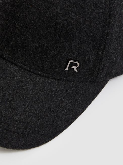 Reiss Charcoal/Black Oxy Logan Wool-Blend Brushed Felt Cap