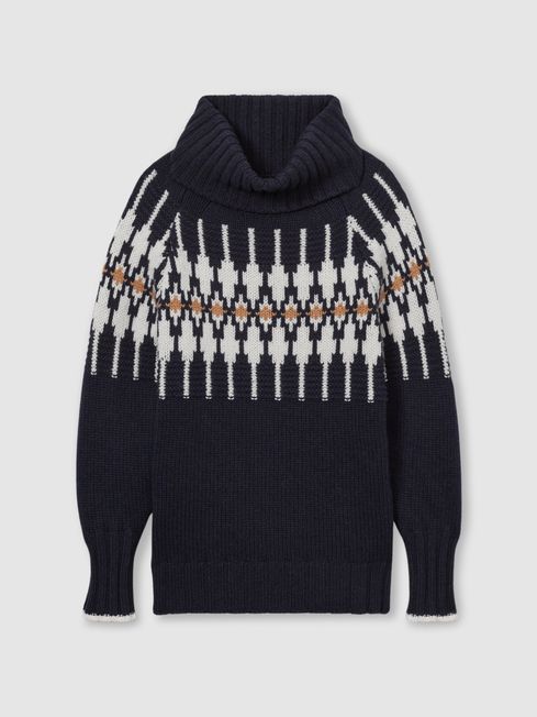 Reiss Navy Emma Wool-Blend Jumper