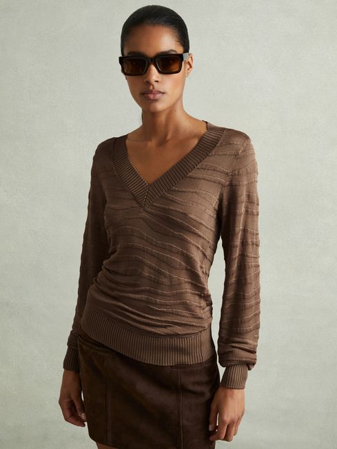 V neck striped jumper best sale