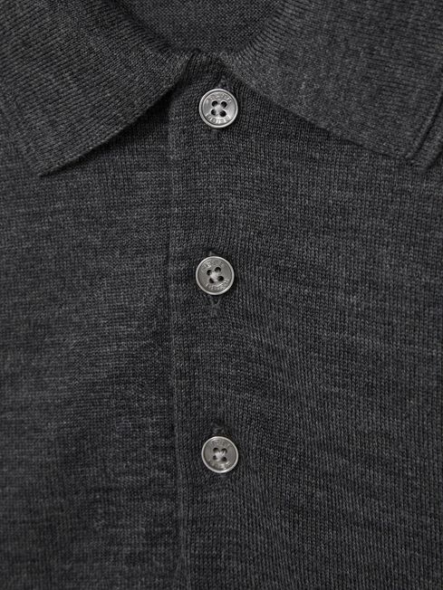 Merino Wool Polo Shirt in Derby Grey Marl