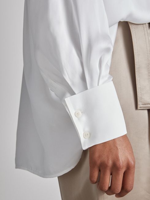 Reiss Off White Noemie Atelier Keyhole-Neck Top