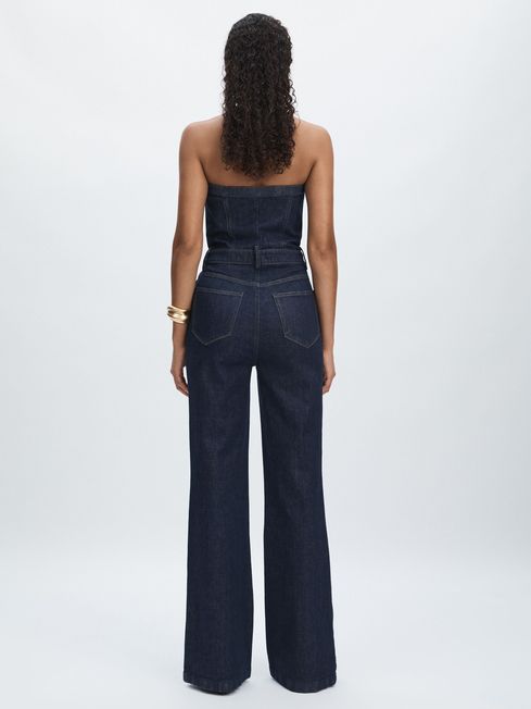 Paige Stretch Cotton Denim Bustier Jumpsuit