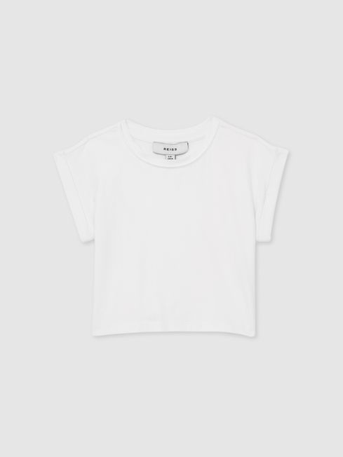 Reiss White Terry 13-14 yrs Cotton-Jersey Cropped T-Shirt