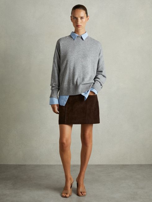 Suede Mini Skirt in Chocolate REISS Canada