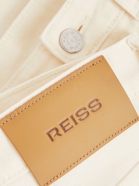 Reiss White Rathbone Cotton-Stretch Relaxed-Fit Cropped Jeans