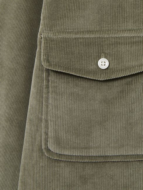 Cotton-Blend Corduroy Overshirt in Sage