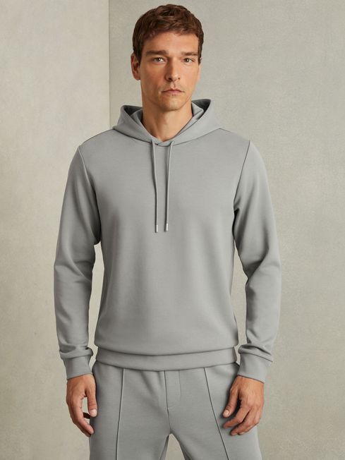 Interlock Jersey Drawstring Hoodie in Flint Grey