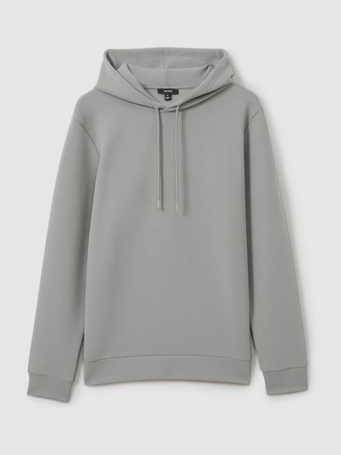 Interlock Jersey Drawstring Hoodie in Flint Grey