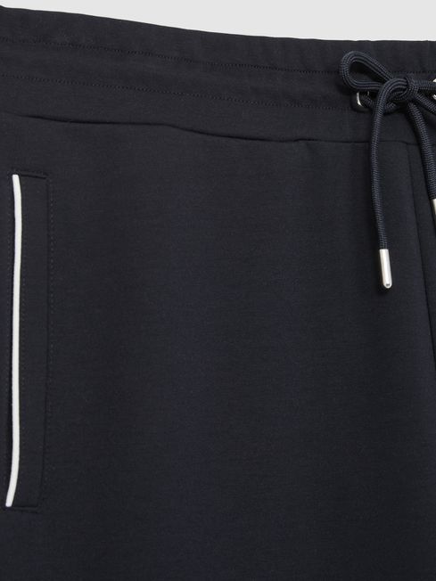 Reiss Navy Epping Interlock Piped Drawstring Joggers