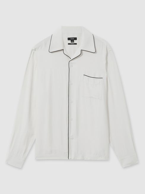 Reiss White Aperitif Cocktail-Jacquard Faille Shirt