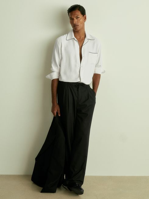 Reiss White Aperitif Cocktail-Jacquard Faille Shirt
