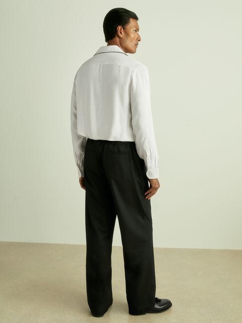 Reiss White Aperitif Cocktail-Jacquard Faille Shirt