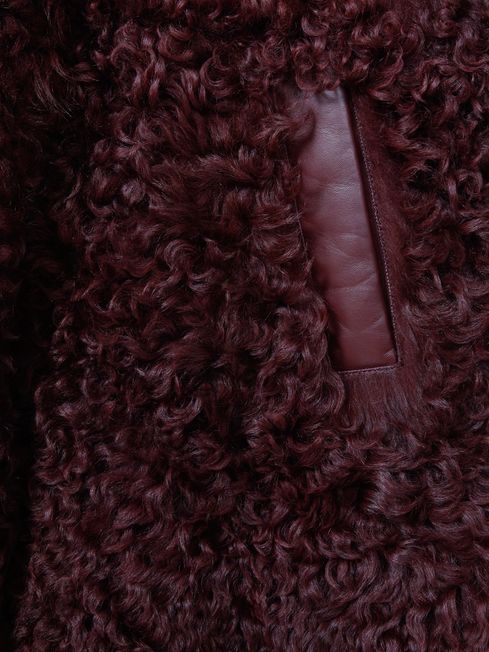 Atelier Shearling Convertible Coat in Burgundy