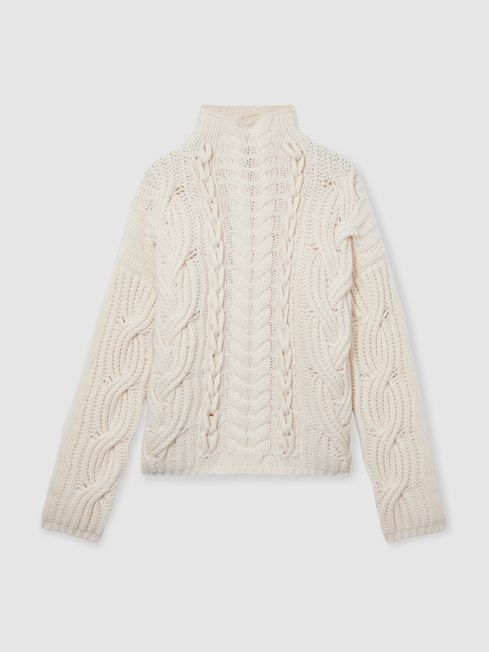 Reiss Cream Aubrey Atelier Wool and Cashmere Cabled Jumper